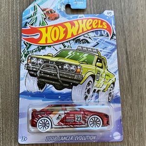 Hot Wheels Car 2008 Mitsubishi Lancer Evolution 2023 Holiday Edition Hotwheels 🆕